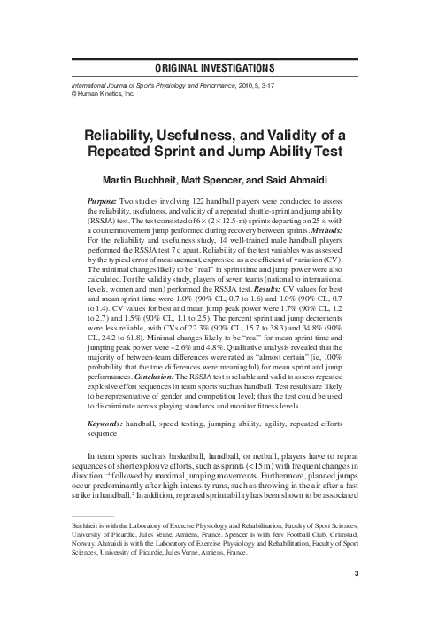 (PDF) Reliability, usefulness, and validity of a repeated sprint and ...