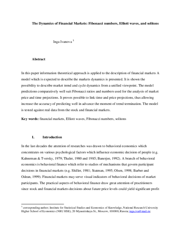 (PDF) The Dynamics of Financial Markets: Fibonacci Numbers, Elliott ...