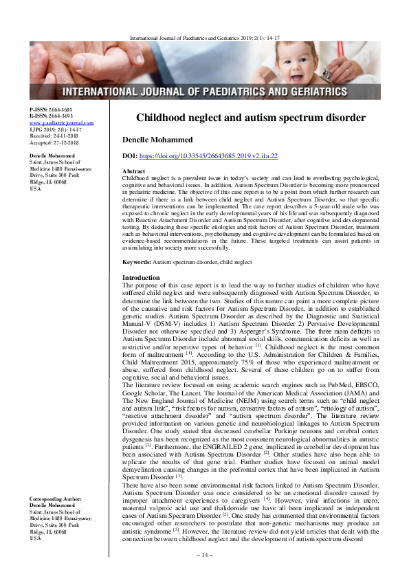 (PDF) Childhood Neglect and Autism Spectrum Disorder