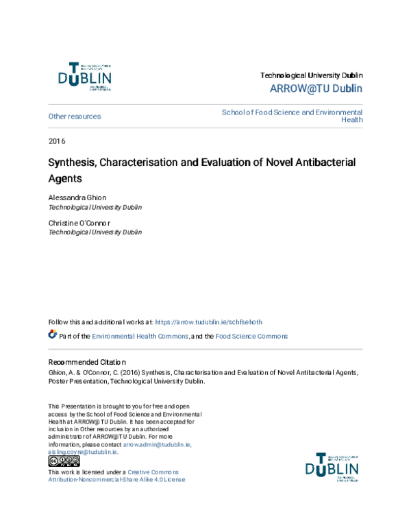 (PDF) Synthesis, Characterisation and Evaluation of Novel Antibacterial ...