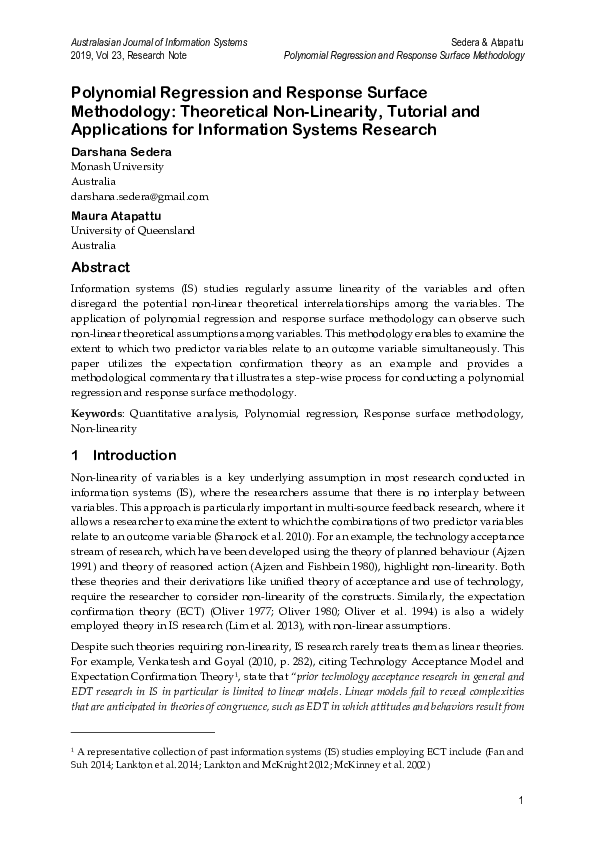 (PDF) Polynomial regression and response surface methodology