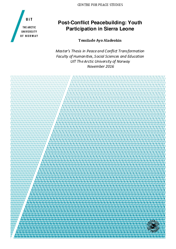(PDF) Post-conflict peacebuilding. Youth participation in Sierra Leone