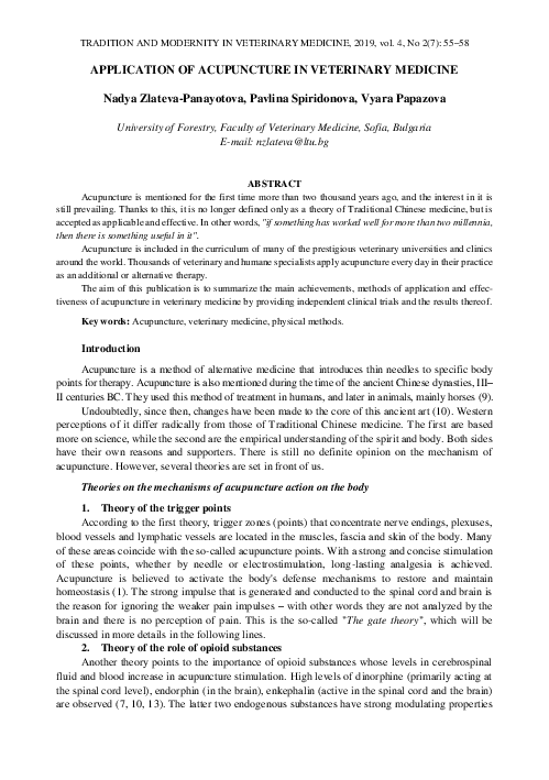 (PDF) Application of Acupuncture in Veterinary Medicine