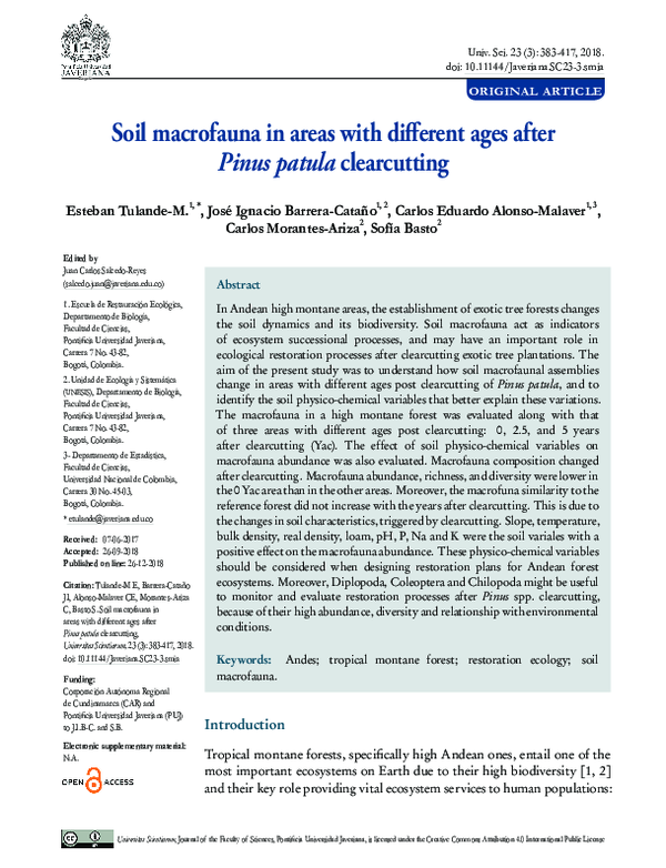 (PDF) Soil macrofauna in areas with different ages after Pinus patula ...