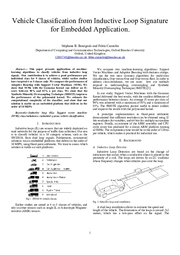 (PDF) Vehicle Classification from Inductive Loop Signature for Embedded ...