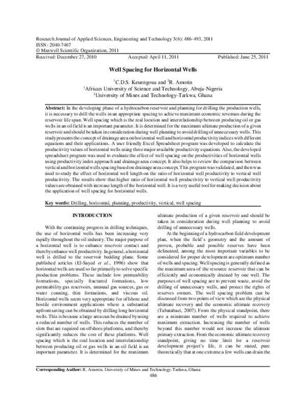 (PDF) Well Spacing for Horizontal Wells