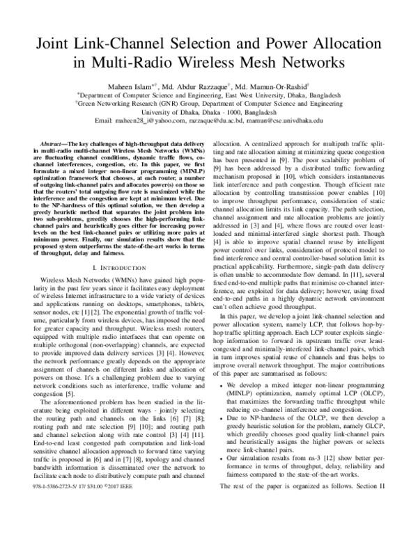 (PDF) Joint link-channel selection and power allocation in multi-radio ...