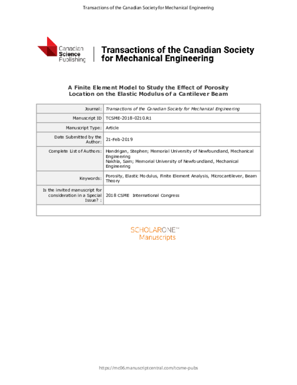 (PDF) A finite element model to study the effect of porosity location ...