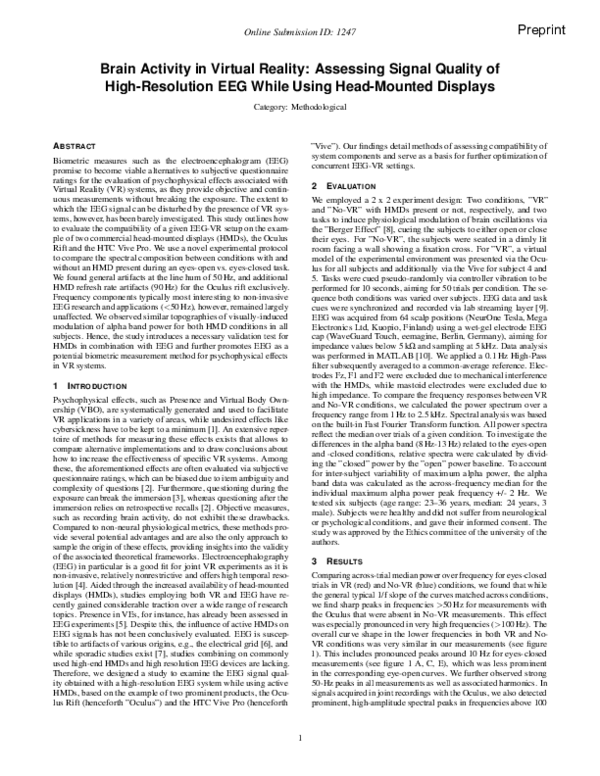 (PDF) Brain Activity in Virtual Reality: Assessing Signal Quality of ...