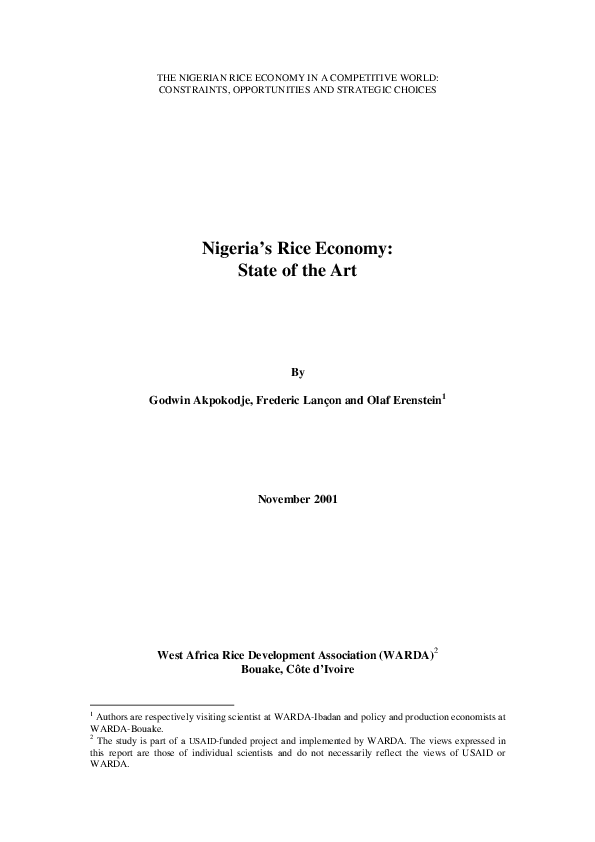 (PDF) West Africa Rice Development Association (WARDA)2