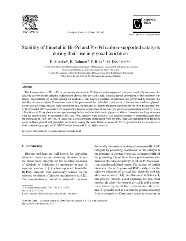 (PDF) Stability of bimetallic Bi–Pd and Pb–Pd carbon-supported ...