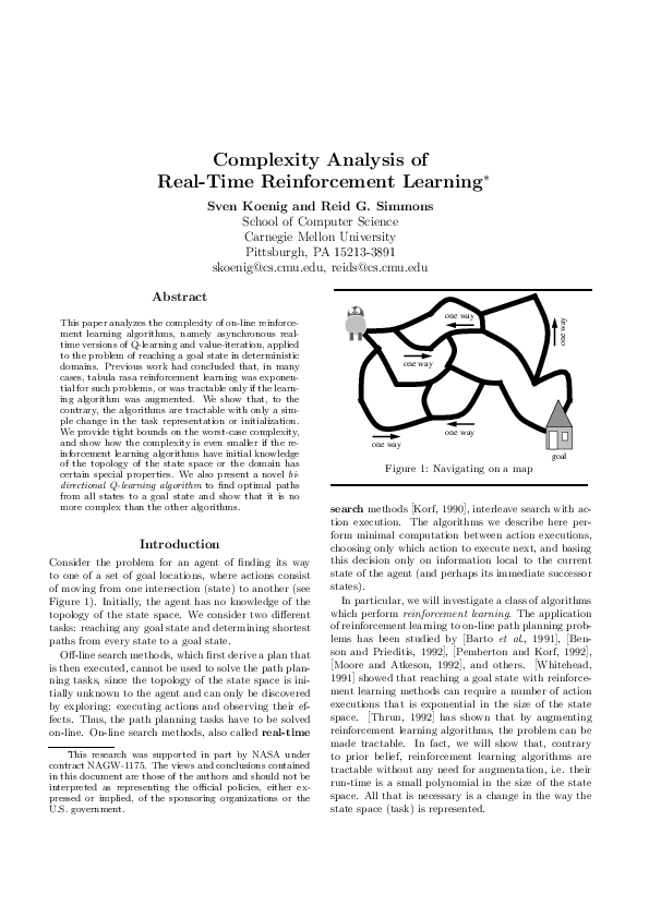 (PDF) Complexity Analysis of Real-Time Reinforcement Learning