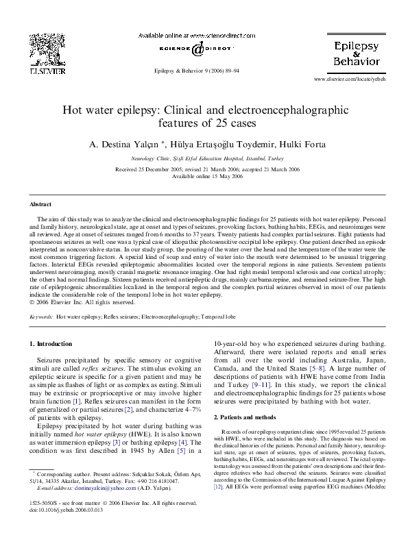 (PDF) Hot water epilepsy: Clinical and electroencephalographic features ...