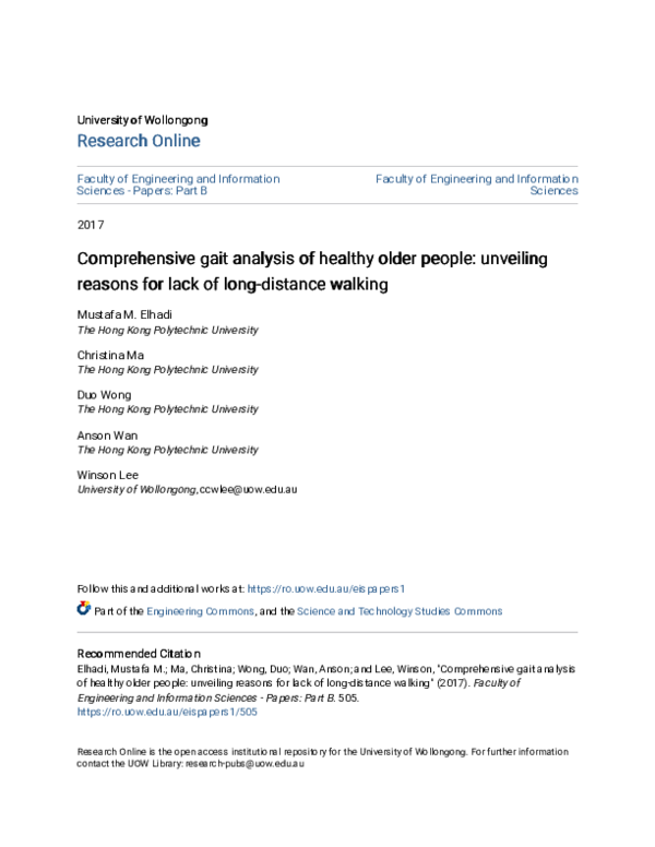 (PDF) Comprehensive Gait Analysis of Healthy Older Adults Who Have ...