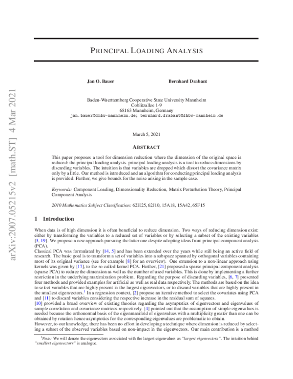 (PDF) Principal Loading Analysis