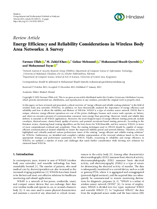 (PDF) Energy Efficiency and Reliability Considerations in Wireless Body ...