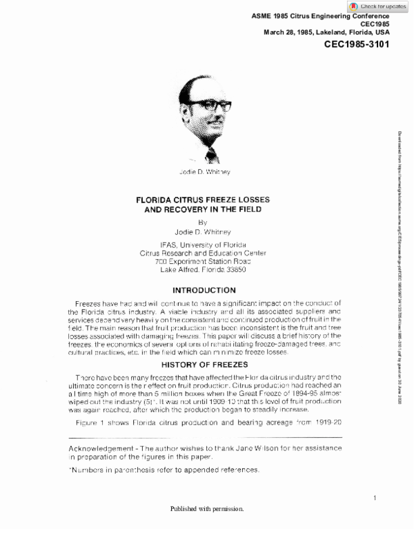 (PDF) Florida Citrus Freeze Losses and Recovery in the Field Jodie