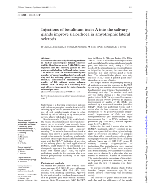 (PDF) Injections of botulinum toxin A into the salivary glands improve ...