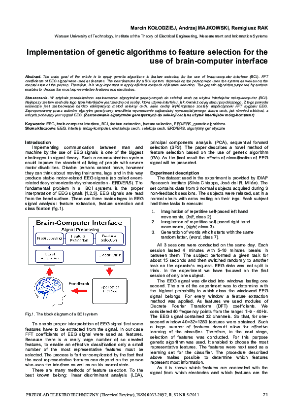 (PDF) Implementation of genetic algorithms to feature selection for the ...