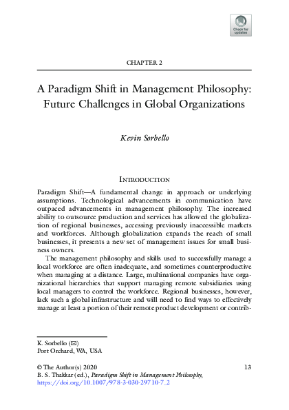 (PDF) A Paradigm Shift in Management Philosophy: Future Challenges in ...
