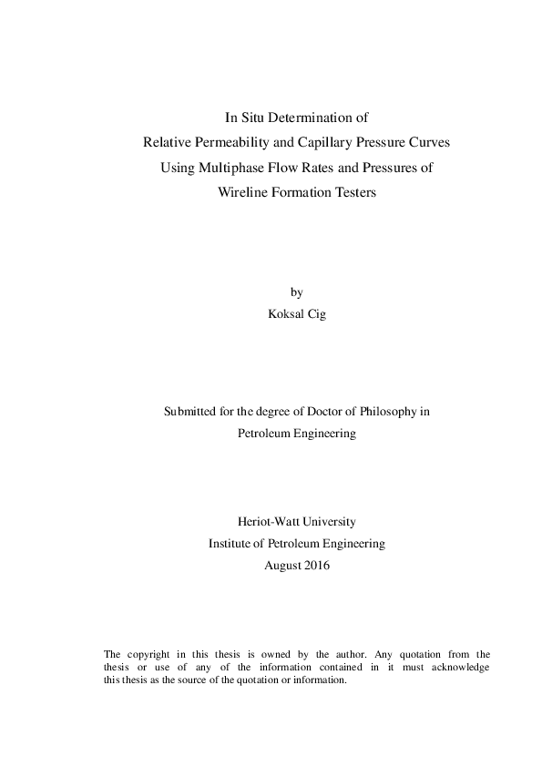 (PDF) In situ determination of relative permeability and capillary ...