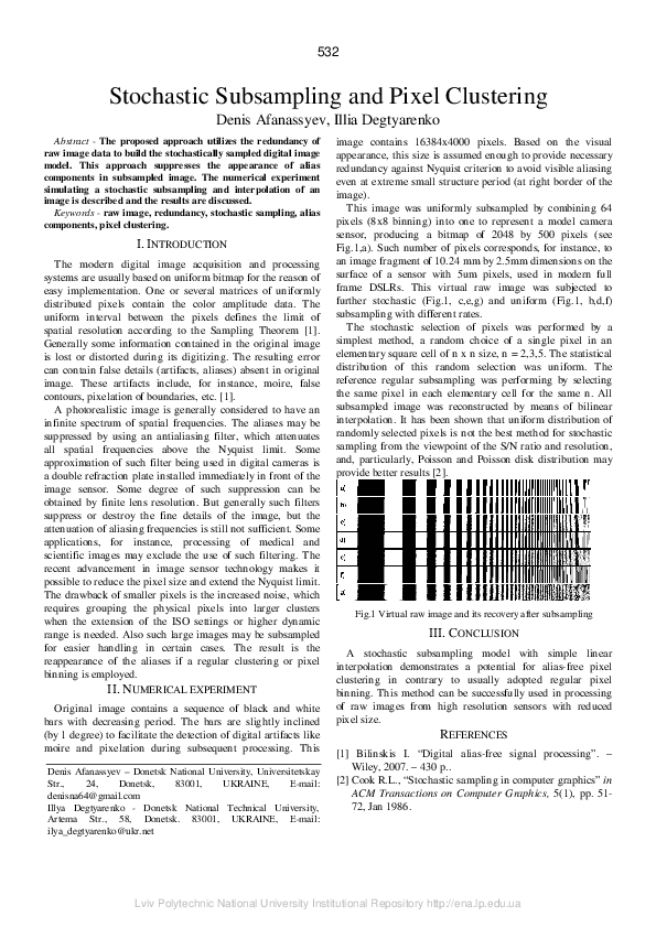 (PDF) Stochastic subsampling and pixel clustering