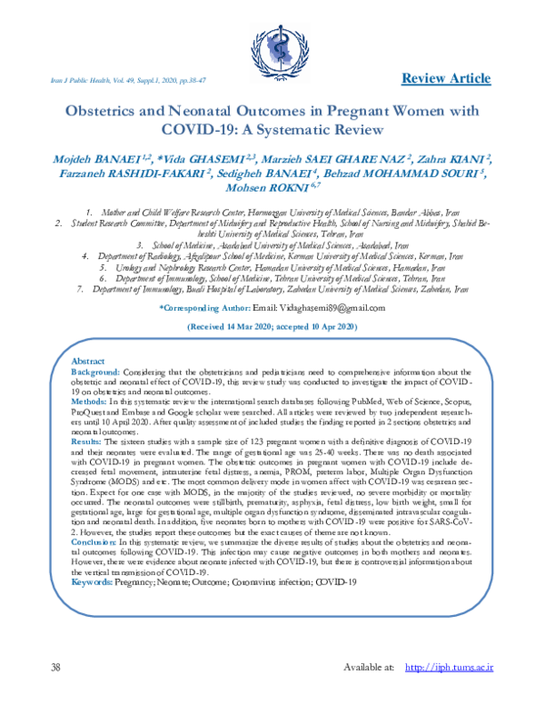 (PDF) Obstetrics and Neonatal Outcomes in Pregnant Women with COVID-19 ...