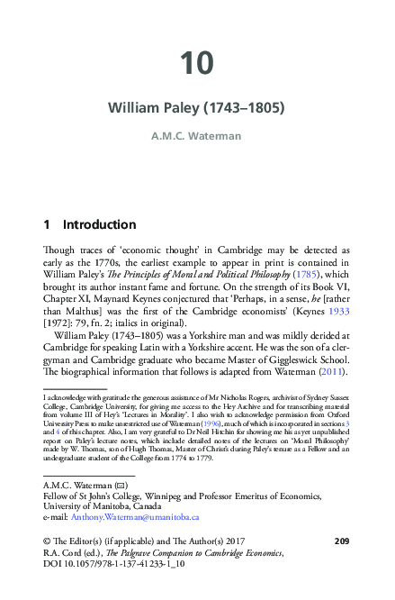 (PDF) William Paley (1743–1805)