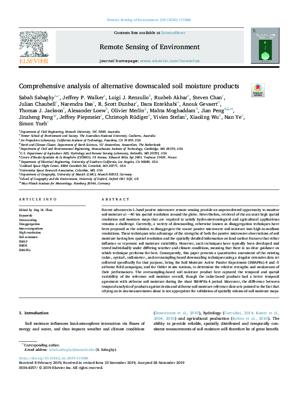 (PDF) Comprehensive analysis of alternative downscaled soil moisture ...