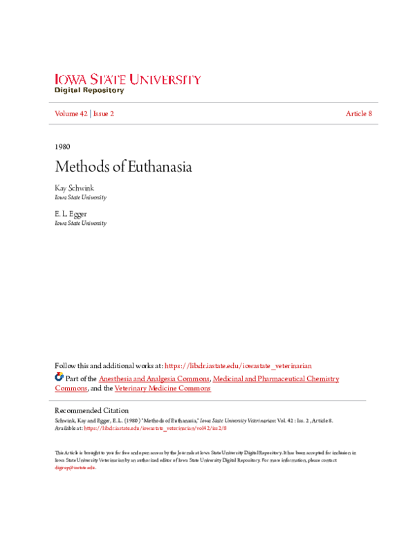 (PDF) Methods of Euthanasia