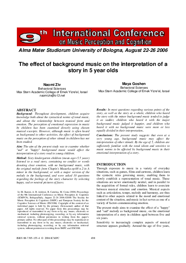(PDF) The effect of background music on the interpretation of a story ...