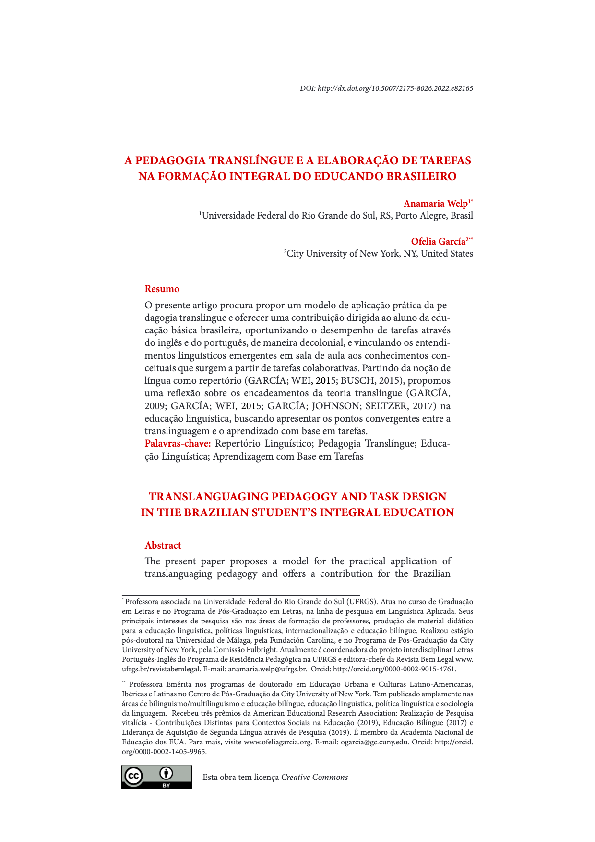 A pedagogia translíngue e a elaboração de tarefas na formação integral do educando brasileiro