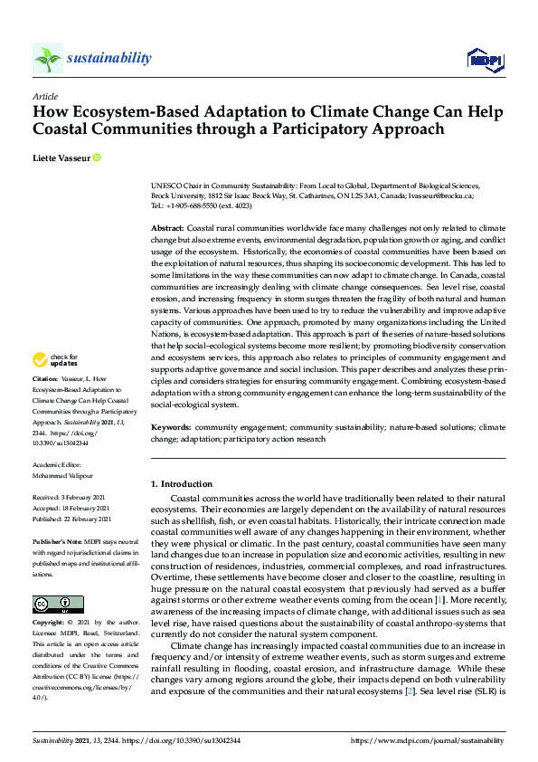 (PDF) How Ecosystem-Based Adaptation to Climate Change Can Help Coastal ...