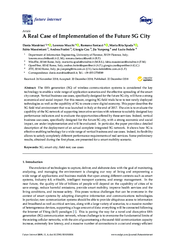 (PDF) A Real Case of Implementation of the Future 5G City