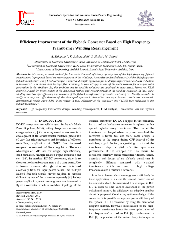 (PDF) Efficiency Improvement of the Flyback Converter Based on High ...
