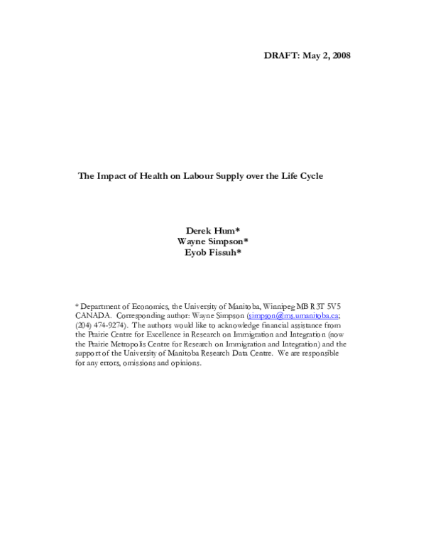(PDF) The Impact of Health on Labour Supply over the Life Cycle