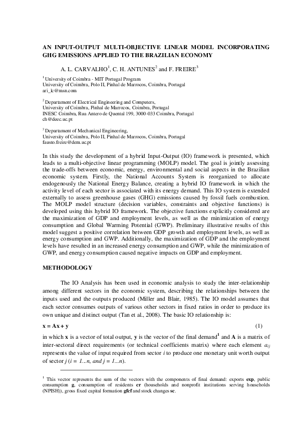 (PDF) An Input-Output Multi-Objective Linear Model Incorporating GHG ...