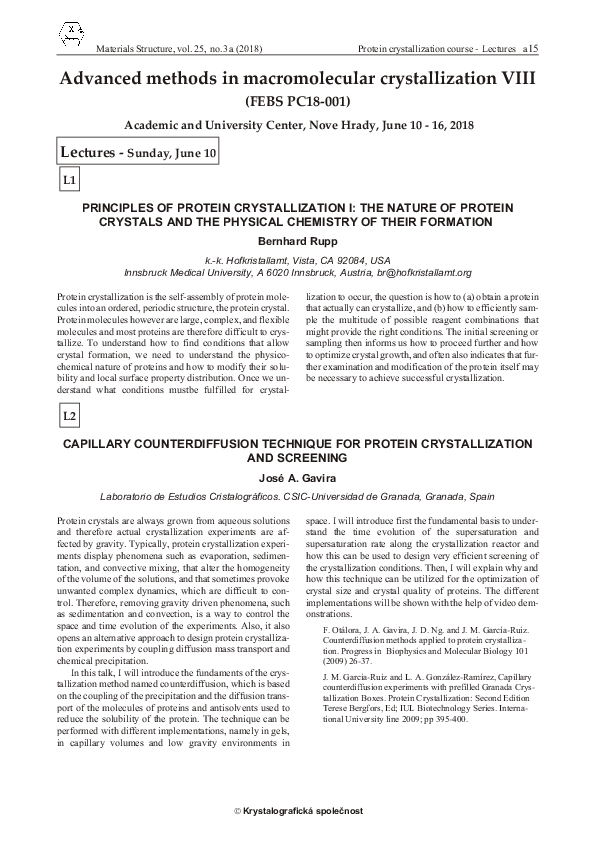 (PDF) Advanced methods in macromolecular crystallization VIII