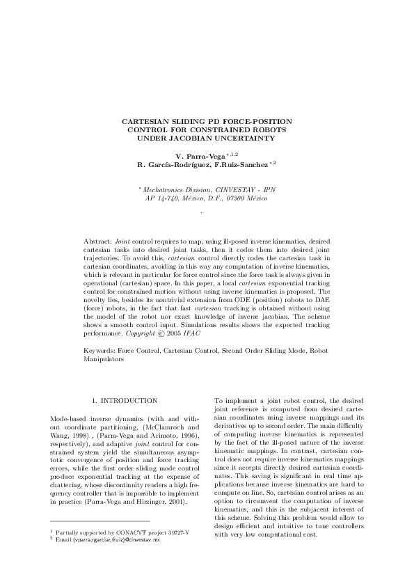 (PDF) Cartesian sliding PD force-position control for constrained ...