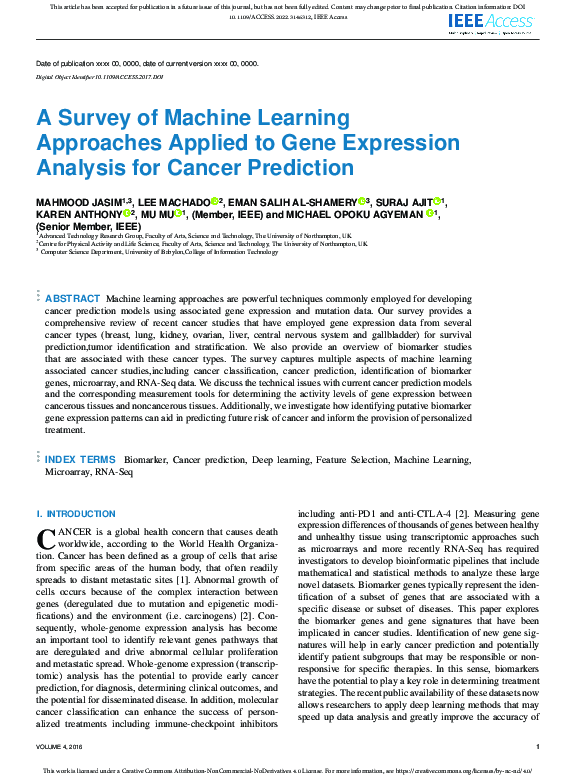 (PDF) A Survey of Machine Learning Approaches Applied to Gene ...