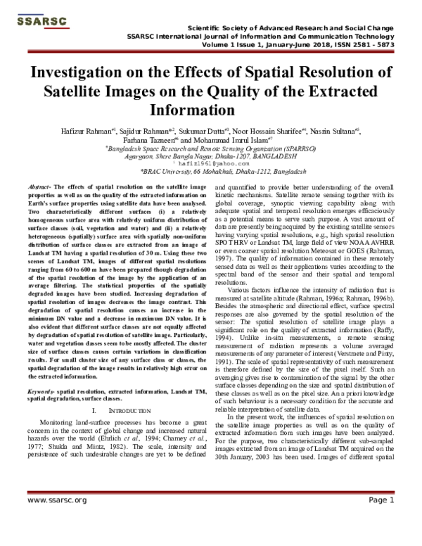 (PDF) Investigation on the Effects of Spatial Resolution of Satellite ...