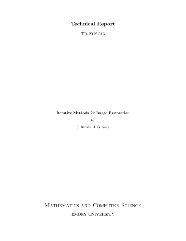 (PDF) Iterative Methods for Image Restoration by