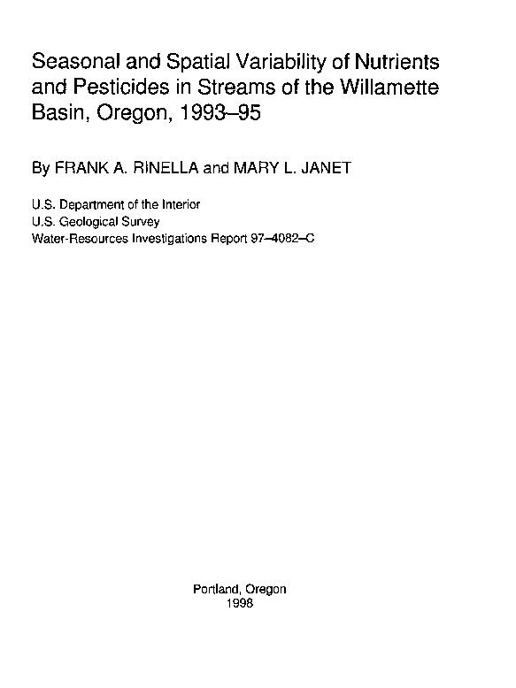 (PDF) Seasonal and Spatial Variability of Nutrients and Pesticides in ...