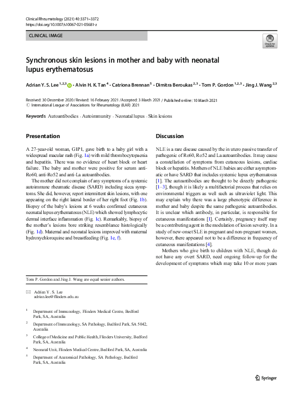 (PDF) Synchronous skin lesions in mother and baby with neonatal lupus ...