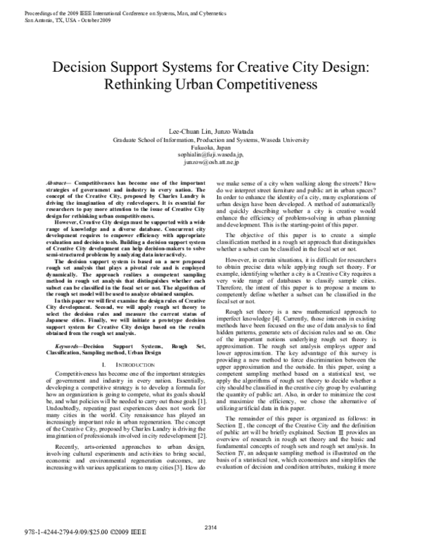 (PDF) Decision support systems for creative city design: Rethinking ...