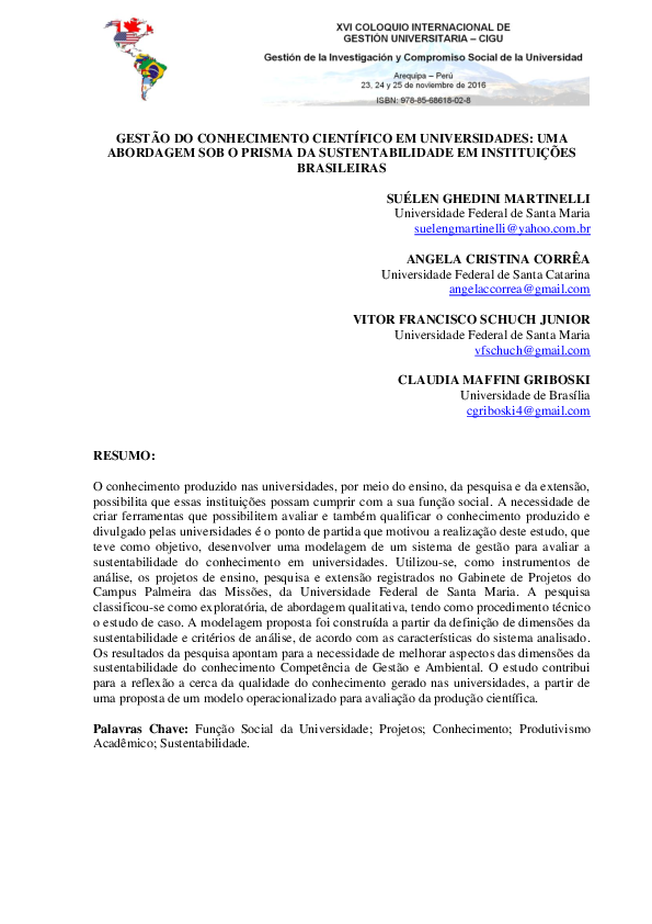 (PDF) Gestão Do Conhecimento Científico Em Universidades: Uma Abordagem ...