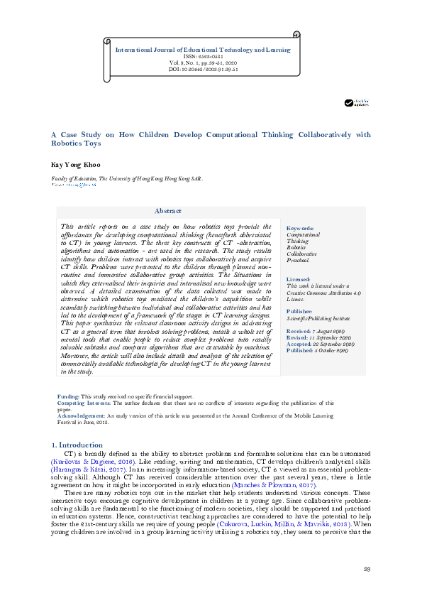 (PDF) A Case Study on How Children Develop Computational Thinking ...