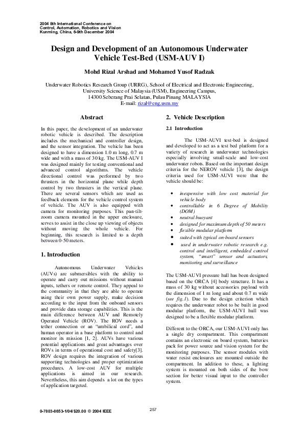 (PDF) Design and Development of An Autonomous Underwater Vehicle Test ...