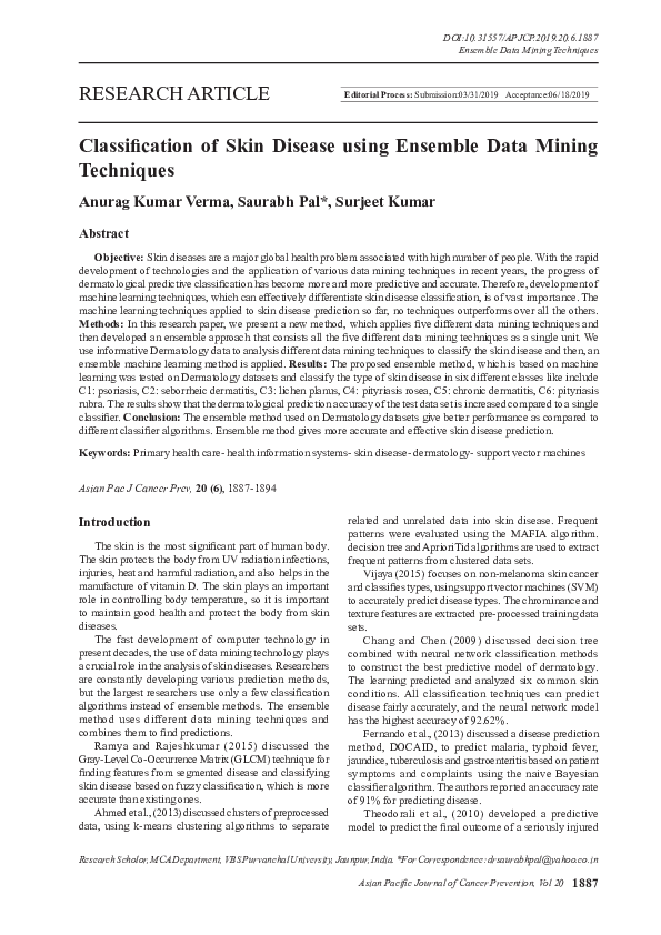 (PDF) Classification of Skin Disease using Ensemble Data Mining Techniques