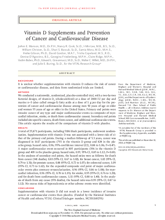 (PDF) Vitamin D Supplements and Prevention of Cancer and Cardiovascular ...